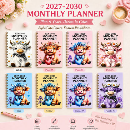 🥳💞80K+ SOLD🐮Buy 1 Get 1 Free💥2026/2027–2030 Monthly Planner✨Cute Highland Cow 4/5-Year Calendar | Large Monthly Blocks for Long-Term Planning🎁