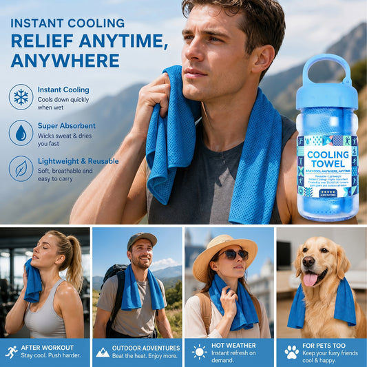 ⏰❄️Last Day Buy 1 Get 1 Free!!☀️Cold Sweat Towel You Can Use Anywhere, Anytime! Reusable Soft Absorbent Cooling Portable