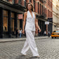 🏖️Summer Hot Sale 50% OFF💃Elegant Women's Halter V-Neck Sleeveless Top & Wide Leg Pants 2 Piece Set