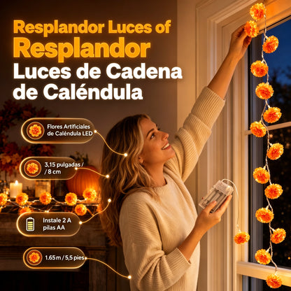 ¡50 % DE DESCUENTO POR TIEMPO LIMITADO!🕯️Guirnalda Luminosa de Cempasúchil – Brillo Naranja para Honrar y Celebrar el Día de Muertos🌼 ✨🕸️
