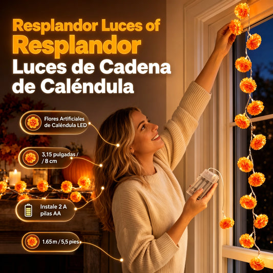 ¡50 % DE DESCUENTO POR TIEMPO LIMITADO!🕯️Guirnalda Luminosa de Cempasúchil – Brillo Naranja para Honrar y Celebrar el Día de Muertos🌼 ✨🕸️