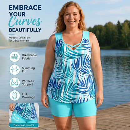 🏖️Summer Hot Sale 50% OFF🏝️✨Sporty Two-Piece Bathing Suit – Criss-Cross Neck, Boy Shorts, Quick-Dry 🏄‍♀️