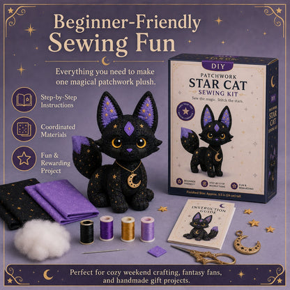 🤩2026 NEW ARRIVE🔥⌛️LAST DAY SALE 50% OFF!!🌙Mystic Patchwork Animal Sewing Kit – DIY Plush Craft Kit with Starry Fabric, Moon Charm✨