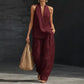 🏖️Summer Hot Sale 50% OFF💃Elegant Women's Halter V-Neck Sleeveless Top & Wide Leg Pants 2 Piece Set