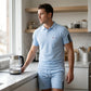 ⌛️LAST DAY SALE 50% OFF!!! 🔥Men's Casual Short-Sleeve Shorts Set- Breathable Cotton Blend, Classic Collar, Striped Accents 🌊
