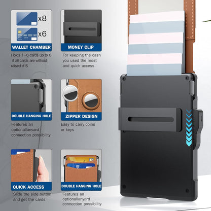 ⏳Limited-Time 50% OFF🛡️🔐Slim RFID Blocking Aluminum Wallet – Pop-Up Card Holder with Money Clip & Dual ID Windows