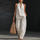 🏖️Summer Hot Sale 50% OFF💃Elegant Women's Halter V-Neck Sleeveless Top & Wide Leg Pants 2 Piece Set