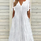 💃 LIMITED-TIME 50% OFF! ✨ Women's Elegant Hollow-Out Dress – V-Neck, Solid Color, Summer Chic 👗