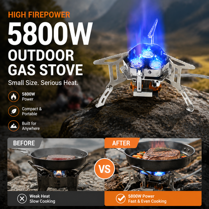 ⛺️Summer New Arrive🔥50% OFF !! ⏰Camping Gas Burner – 5800W, Piezo Ignition, Windproof 🔥