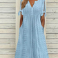 💃 LIMITED-TIME 50% OFF! ✨ Women's Elegant Hollow-Out Dress – V-Neck, Solid Color, Summer Chic 👗