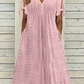 💃 LIMITED-TIME 50% OFF! ✨ Women's Elegant Hollow-Out Dress – V-Neck, Solid Color, Summer Chic 👗