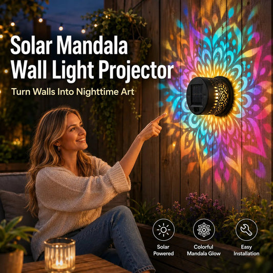 ✨2026 New Arrivals 50% OFF🌙Solar Mandala Wall Lights, 7 Color Changing Waterproof Solar Fence Lights for Garden Patio Yard Backyard Decor🎁🏠