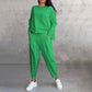 【50% OFF Limited & DAY PERFECT❤】Round-Neck Long-Sleeved Top ＆ Pants 2-Piece Set | Wrinkle-Free & Breathable