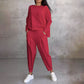 【50% OFF Limited & DAY PERFECT❤】Round-Neck Long-Sleeved Top ＆ Pants 2-Piece Set | Wrinkle-Free & Breathable