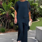 ⏳LAST DAY 50% OFF!!💥ONLY $29.99 FOR FULL TWO-PIECE SET! ✨Charming Irregular Top & Elegant Wide Leg Pants Set, Soft Comfort Outfit Ideal for Summer Daily Wear