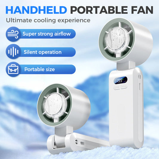 🏖️2026 SUMMER HOT SALE🤩NOW 50% OFF!!🧊Handheld Portable Fan with Ice Cooler - Rechargeable, 3 Speeds, Instant Cooling Relief❄️