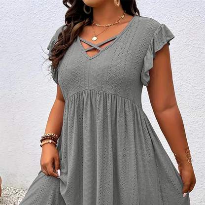 ✨LIMITED-TIME 50% OFF! 👗 Women's V-Neck Ruffle Trim Dress