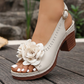 👡50% OFF NOW! 🌸 Women's 3D Floral Peep-Toe Block Heel Sandals – Comfortable Heel, Adjustable Strap & Elegant Style 👠