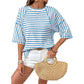 🩵 Summer Aesthetic Fits Up To 50% Off!Viral Trendy Styles🌼Women's Striped Relaxed Fit T-Shirt