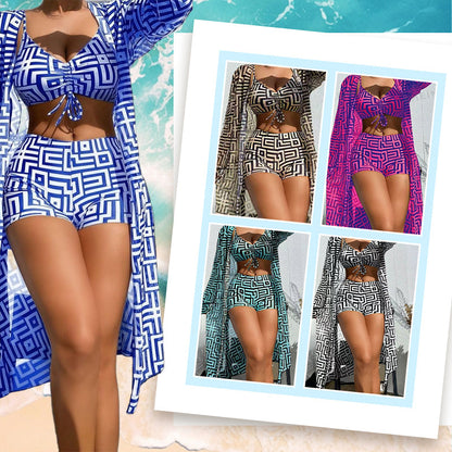 👙50% OFF NOW! 🔥 Women's 3-Piece Geometric Print Swimwear Set – Trendy Design, Comfortable Fit & Perfect for Beach Days 🏖️