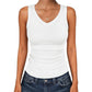 🌺Last Day Special Price:15.99$!!⛱️Women's V-Neck Ribbed Knit Tank Top