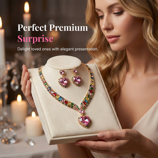 💎Last Day 50% OFF✨ Sparkling Heart Jewelry Set –Including Necklace & Earrings, Elegant, Lightweight 💖