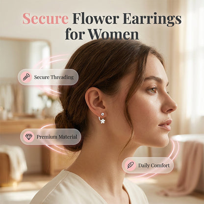 🏆Last Day Special price 8.99$❤️Flower Screw-Back Earrings for Women|Sleep-Ready Secure Fit – Ideal Gift for Sensitive Ears👂