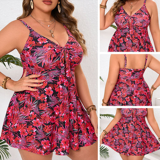 🥳2026 HOT SALE⏰️Last Day 50% OFF🏖️Vibrant Floral 2-Piece Beach Set – Mini Swimdress + Triangle Bikini, Perfect Vacation Outfit☀️