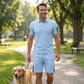 ⌛️LAST DAY SALE 50% OFF!!! 🔥Men's Casual Short-Sleeve Shorts Set- Breathable Cotton Blend, Classic Collar, Striped Accents 🌊