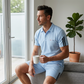 ⌛️LAST DAY SALE 50% OFF!!! 🔥Men's Casual Short-Sleeve Shorts Set- Breathable Cotton Blend, Classic Collar, Striped Accents 🌊