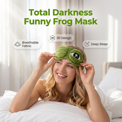 🔥LAST DAY SALE ONLY $13.99!! 🐸💤Funny 3D Frog Sleep Eye Mask- Cute Light-Blocking Mask for Travel, Nap & Gifts🎁