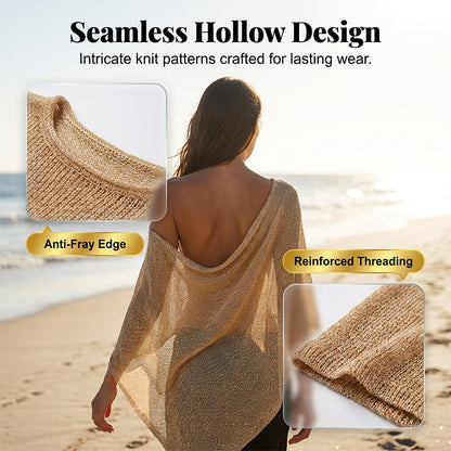 🔥Only £17.99 Last Day Promotion!🎁Women's Hollow Out Knit Shawl Poncho