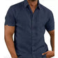🏖️Summer Hot Sale 50% OFF!👔Men's Casual Short Sleeve Linen Blend Shirt - Stretchable, Breathable & Lightweight for Summer