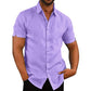 🏖️Summer Hot Sale 50% OFF!👔Men's Casual Short Sleeve Linen Blend Shirt - Stretchable, Breathable & Lightweight for Summer