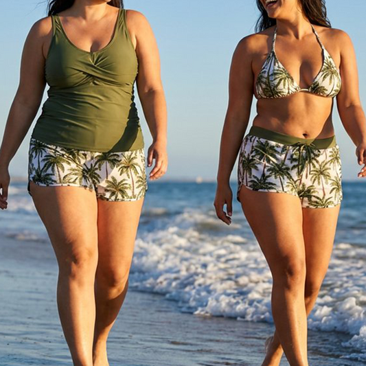 🏖️Summer Hot Sale 50% OFF👙Women's 3-piece tankini swimsuit set with shorts🌊