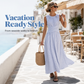 🏖️New Summer Collection –⏰️Limited Time 50% OFF💐👗✨Women Casual Striped Maxi Dress Sleeveless🎀