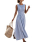 🏖️New Summer Collection –⏰️Limited Time 50% OFF💐👗✨Women Casual Striped Maxi Dress Sleeveless🎀
