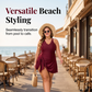 🥳SUMMER HOT SALE🎉1LAST DAY 50% OFF⌛️🩱Elegant Plus Size Solid Color Swim Dress – Premium Textured One-Piece for Beach & Pool
