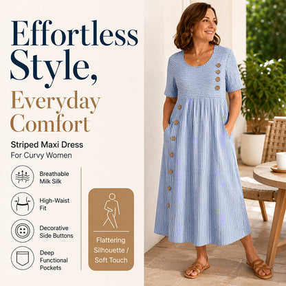 🎉LIMITED TIME 50% OFF!👗Striped Pocket Dress – Soft & Versatile Everyday Style✨