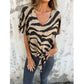 💥2026 Sale — Over 44,000 Sold!✨Women's V‑Neck Tie‑Front Zebra Print T‑Shirt