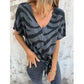 💥2026 Sale — Over 44,000 Sold!✨Women's V‑Neck Tie‑Front Zebra Print T‑Shirt