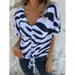 💥2026 Sale — Over 44,000 Sold!✨Women's V‑Neck Tie‑Front Zebra Print T‑Shirt