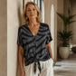 💥2026 Sale — Over 44,000 Sold!✨Women's V‑Neck Tie‑Front Zebra Print T‑Shirt