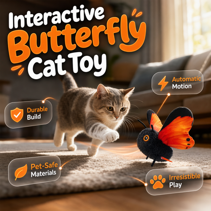 🔥LIMITED TIME 50% OFF!🐈🕹️Smart Sensing Flapping Butterfly Toy Interactive Cat🦋