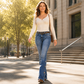 🎉🚨50% OFF!🎁🔥Offer ends tonight! Women's High-Waist Destroyed Flare Jeans👖