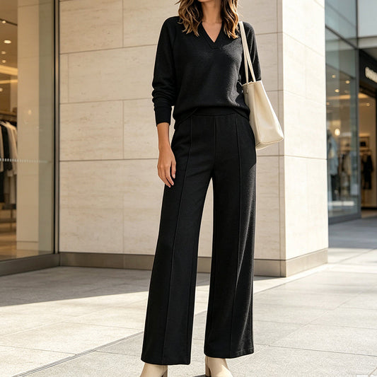 🍂🎁Autumn Hot Sale 50% OFF👗✨Women's Casual V-Neck Top & Wide-Leg Pants
