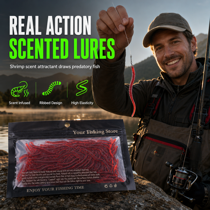 ⌛⏰Today Only 50% OFF!🎣🪱Soft Earthworm Lures – Catchy, Flexible & Versatile – 50/100 Pack