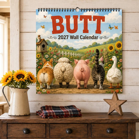 ⏰⏰Last Day Buy 1 Get 1 Free 🐾📅2027 Funny Animal Butt Wall Calendar – Humorous Decor, Lovely Gift Idea