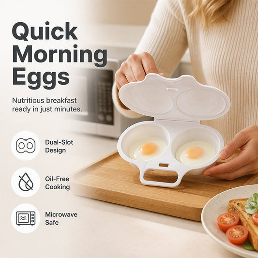 🎉💖Buy 1 Get 1 Free – 50,000+ Sold!🔥🥚Dual Cavity Microwave Egg Poacher