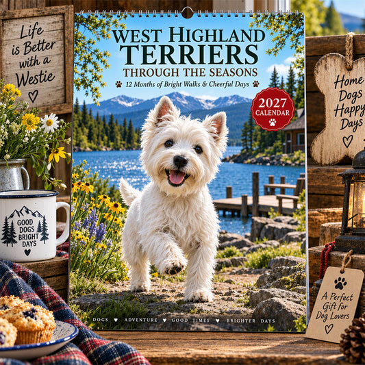 🎉💖Hot Sale – 8,000+ Sold!🔥Buy 2 Get 1 Free!✨️West Highland Terriers 2027 Calendar